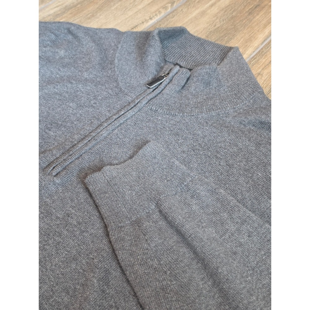 Jos. A. Bank Signature Mens Large Gray 100% Pima Cotton 1/4 Zip Sweater